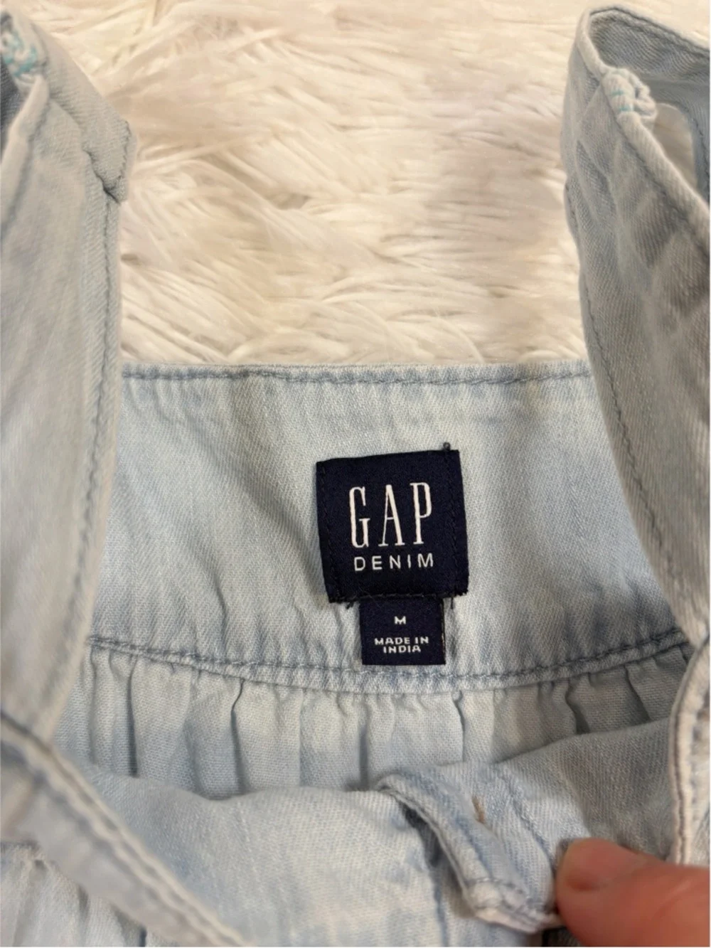Gap girls sleeveless chambray Romper‎ with Button Front light blue